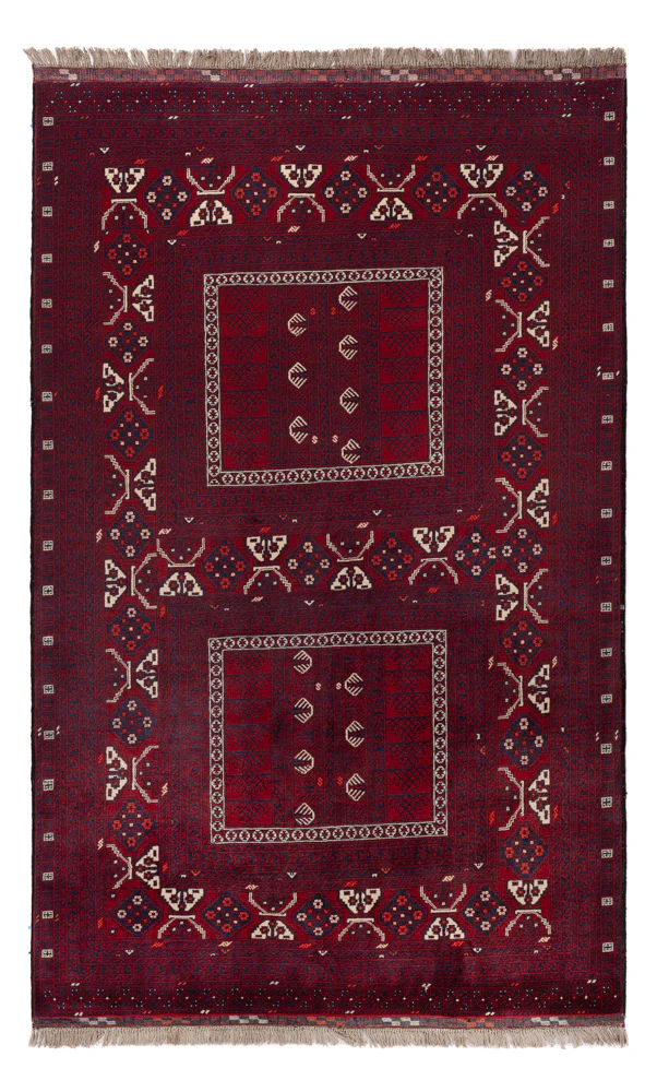 Afghan Teppich - 246 x 151 cm - dunkelrot