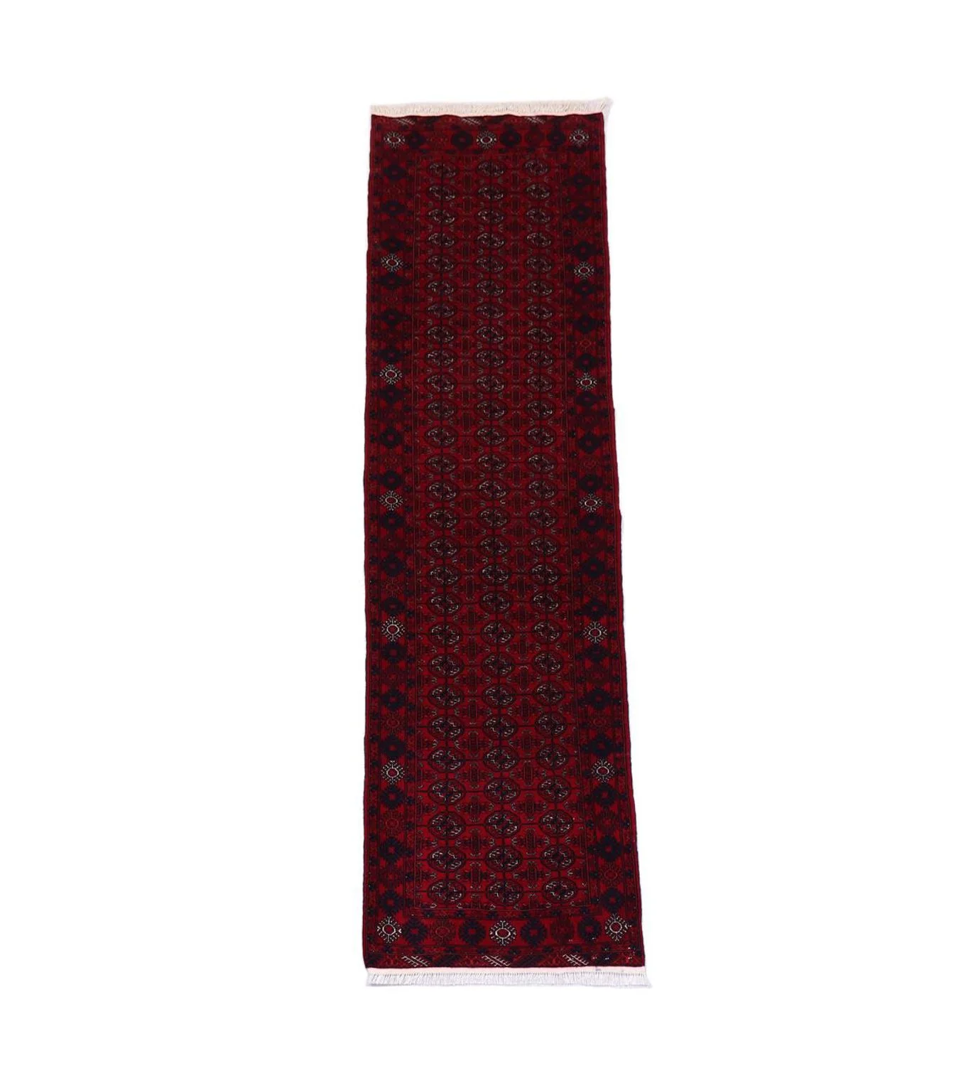 Afghan Teppich 278 x 83 cm - dunkelrot