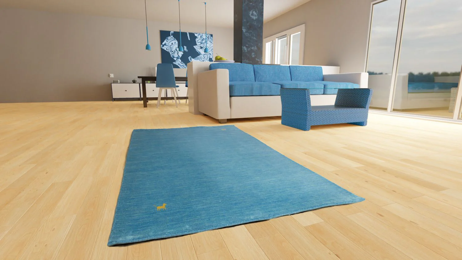 Gabbeh Teppich - Indus 300 x 250 cm - hellblau - Image 2