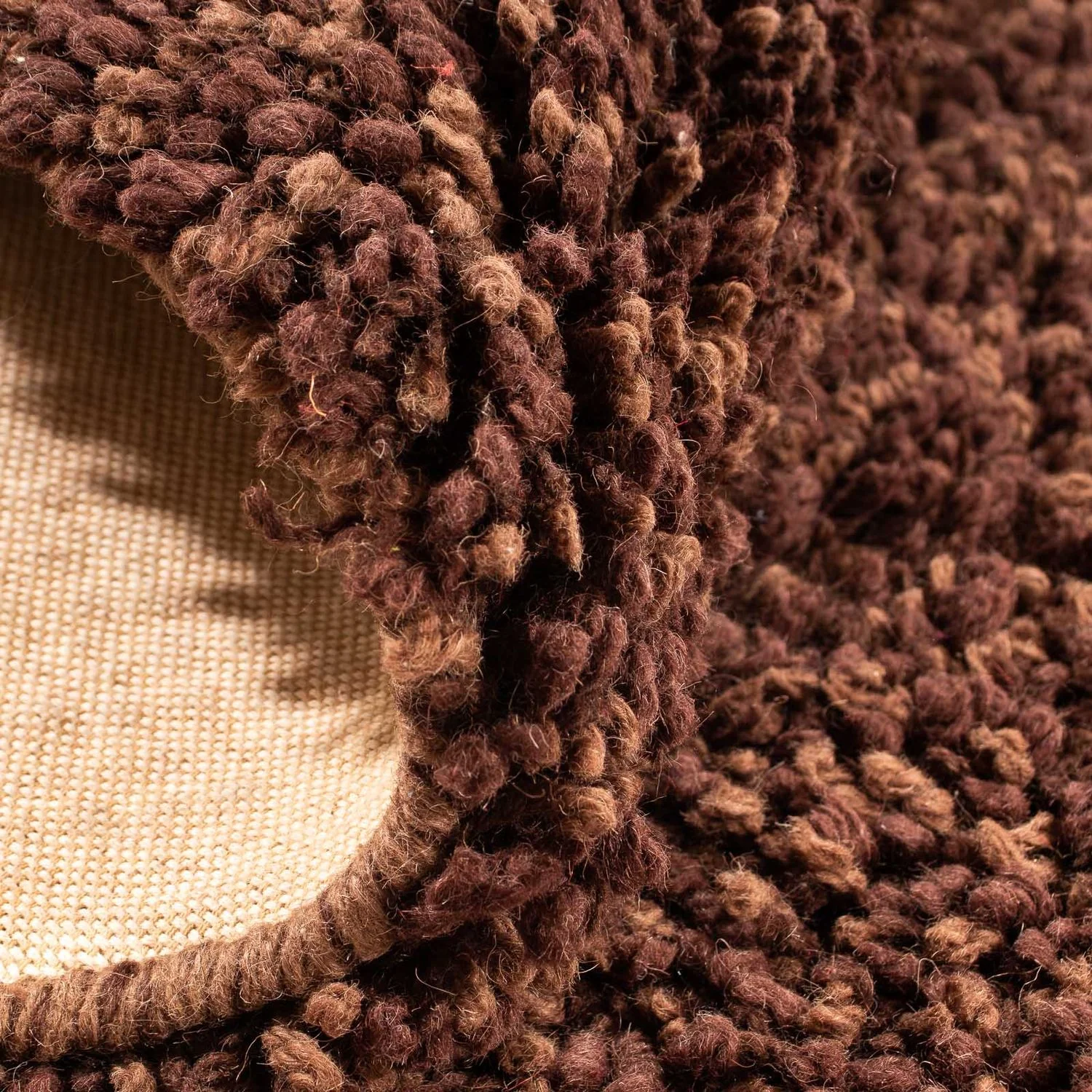 Hochflor Teppich 150 x 150 cm - braun - Image 4