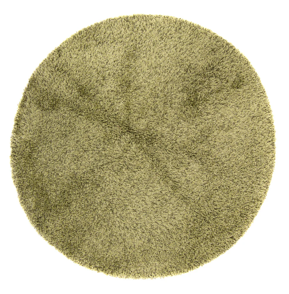Hochflor Teppich rund - 200 x 200 cm - olivgrün