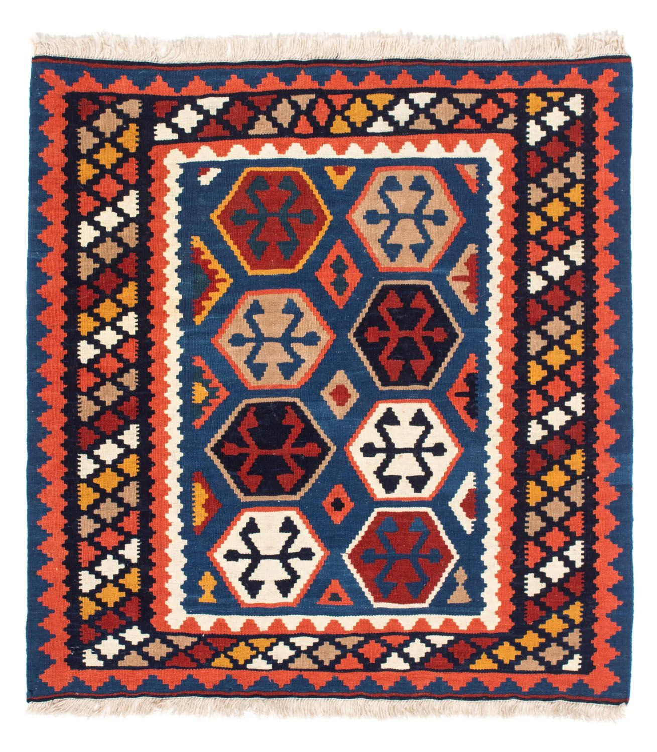 Kelim Teppich - Oriental 102 x 100 cm - blau