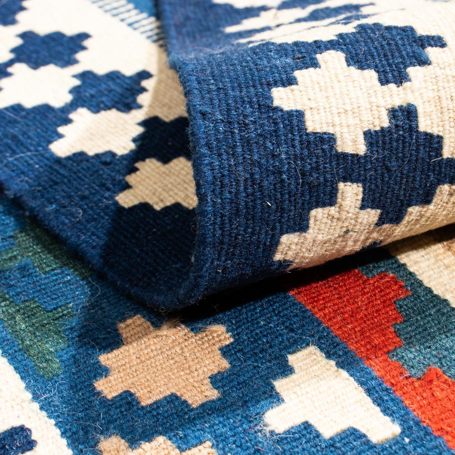Kelim Teppich - Oriental 104 x 103 cm - blau - Image 4
