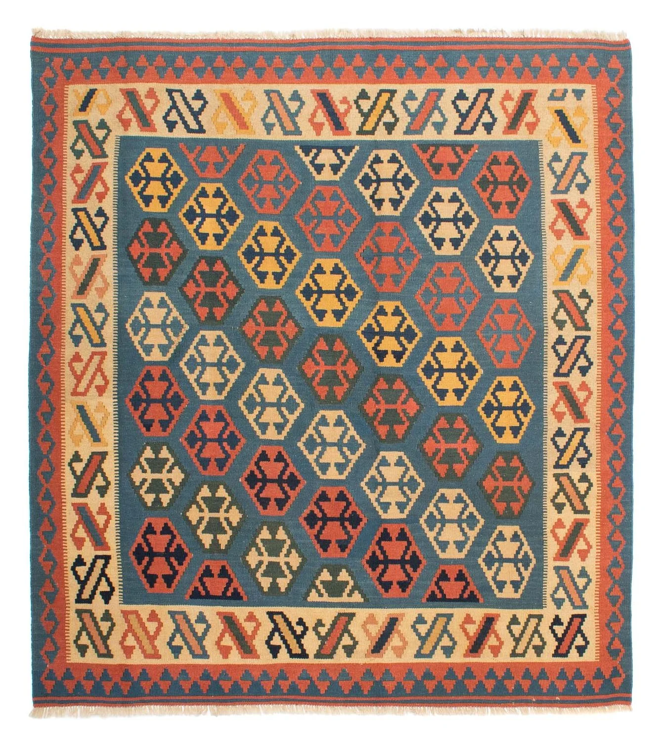 Kelim Teppich - Oriental 212 x 198 cm - blau