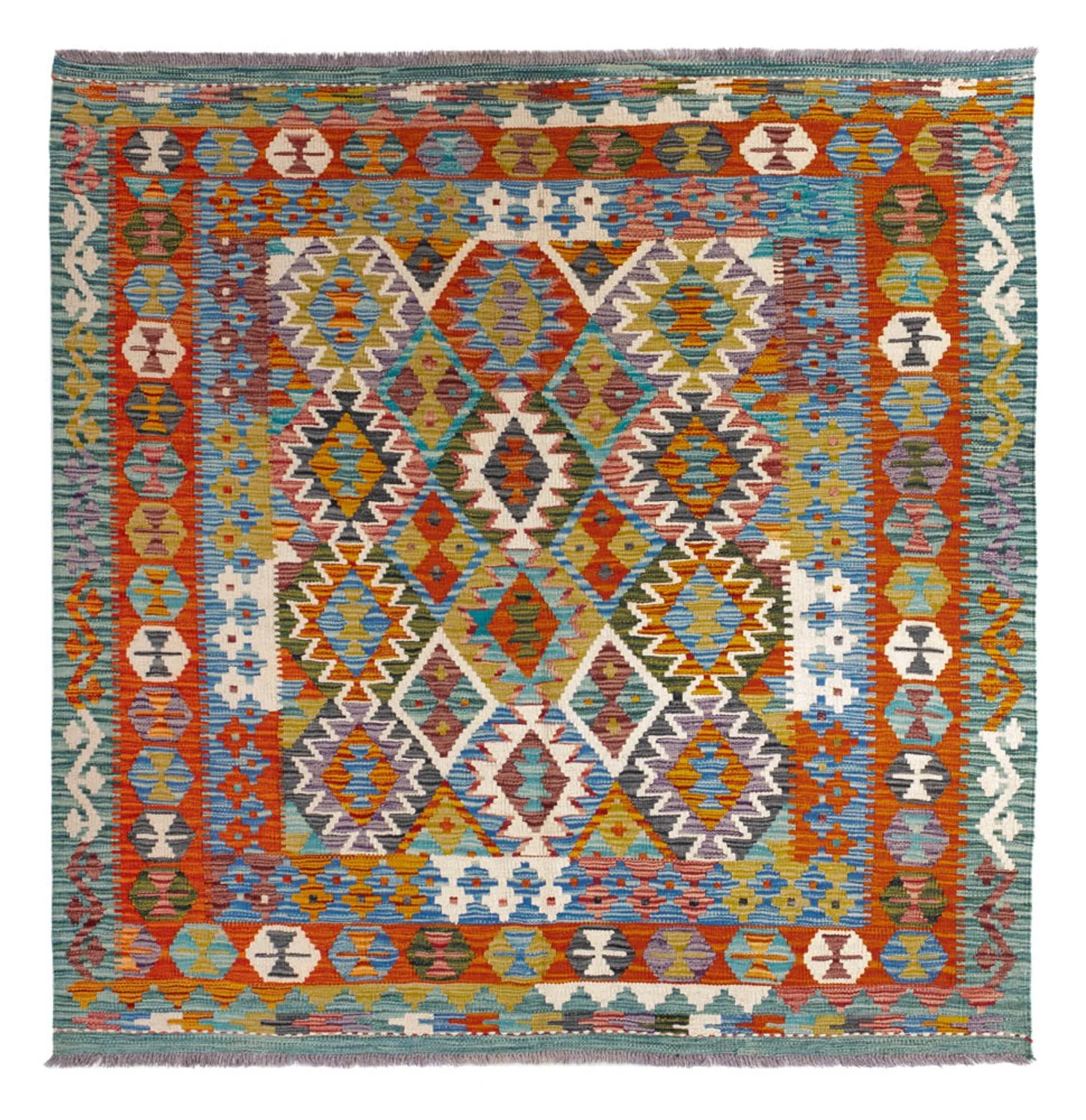 Kelim Teppich - Splash quadratisch  - 154 x 152 cm - mehrfarbig