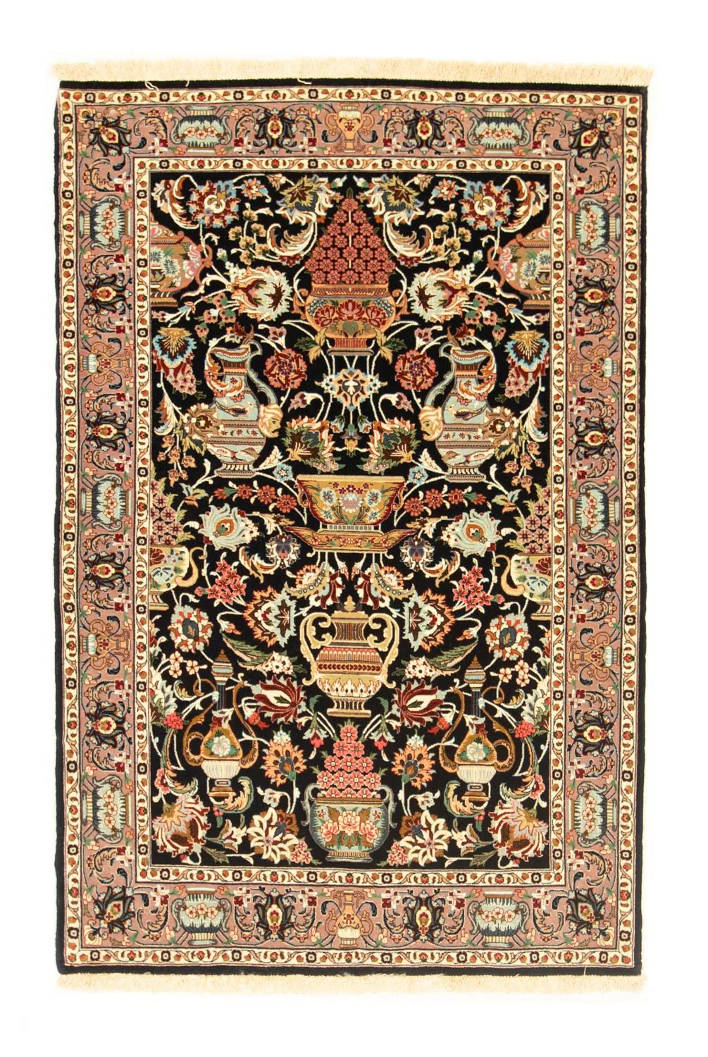Perserteppich - Ghom 157 x 102 cm - schwarz