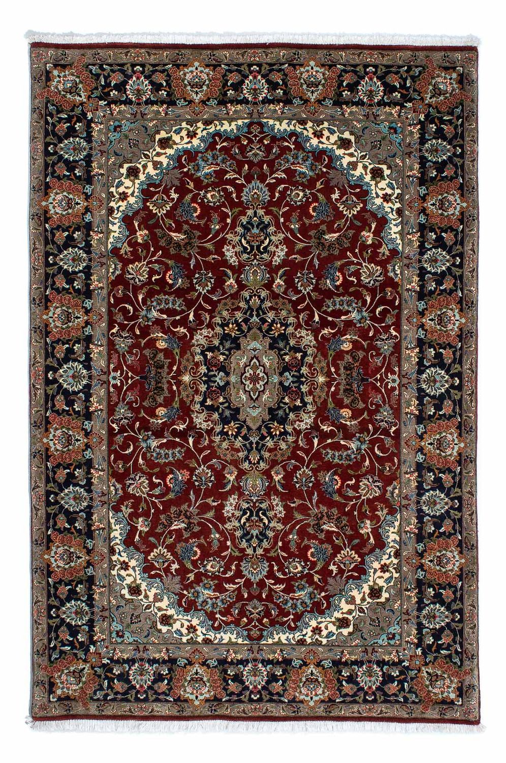 Perserteppich - Ghom 204 x 138 cm - dunkelrot