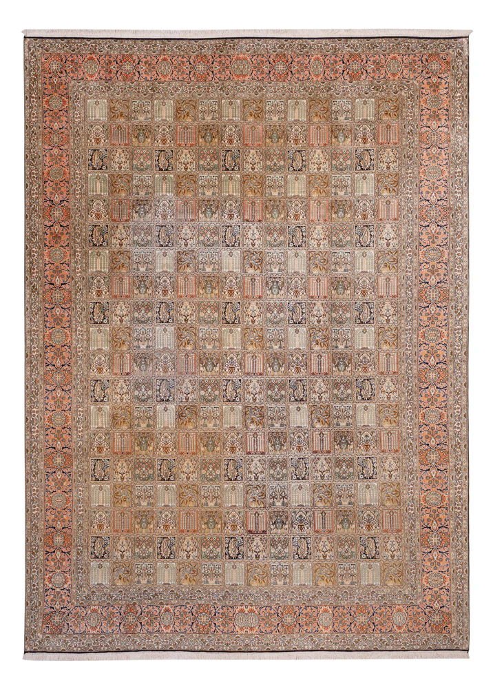 Seidenteppich - Kaschmir Seide - 377 x 275 cm - dunkelbeige