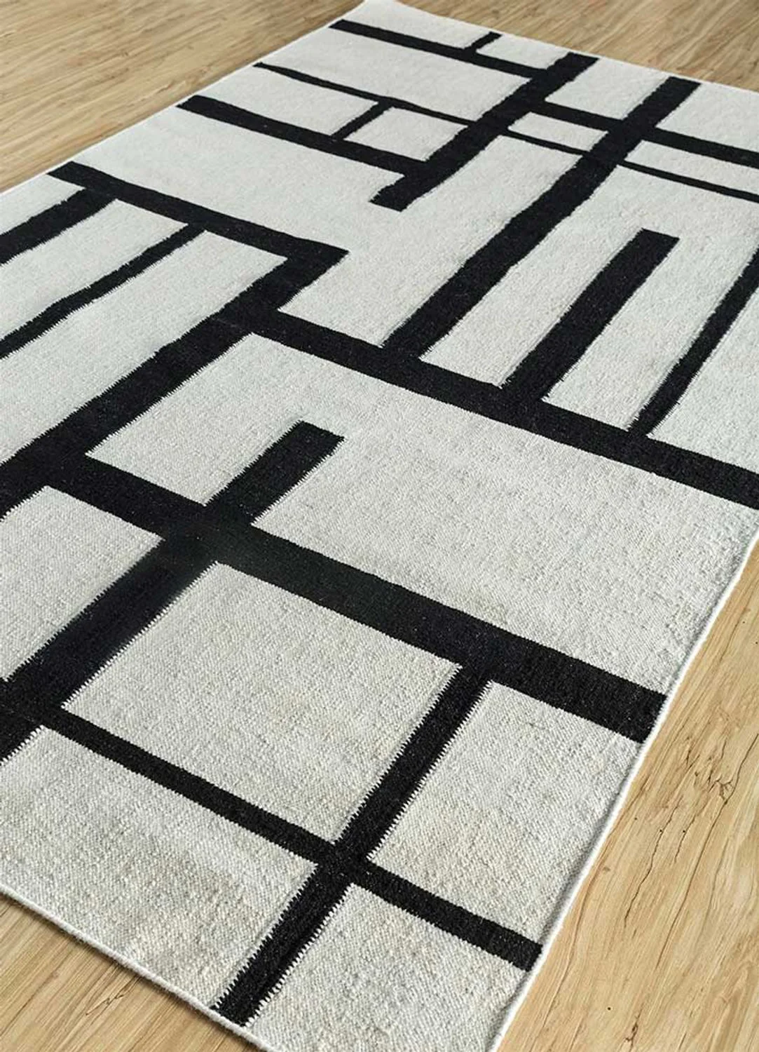 Wollteppich - 240 x 150 cm - schwarz-weiß - Image 2