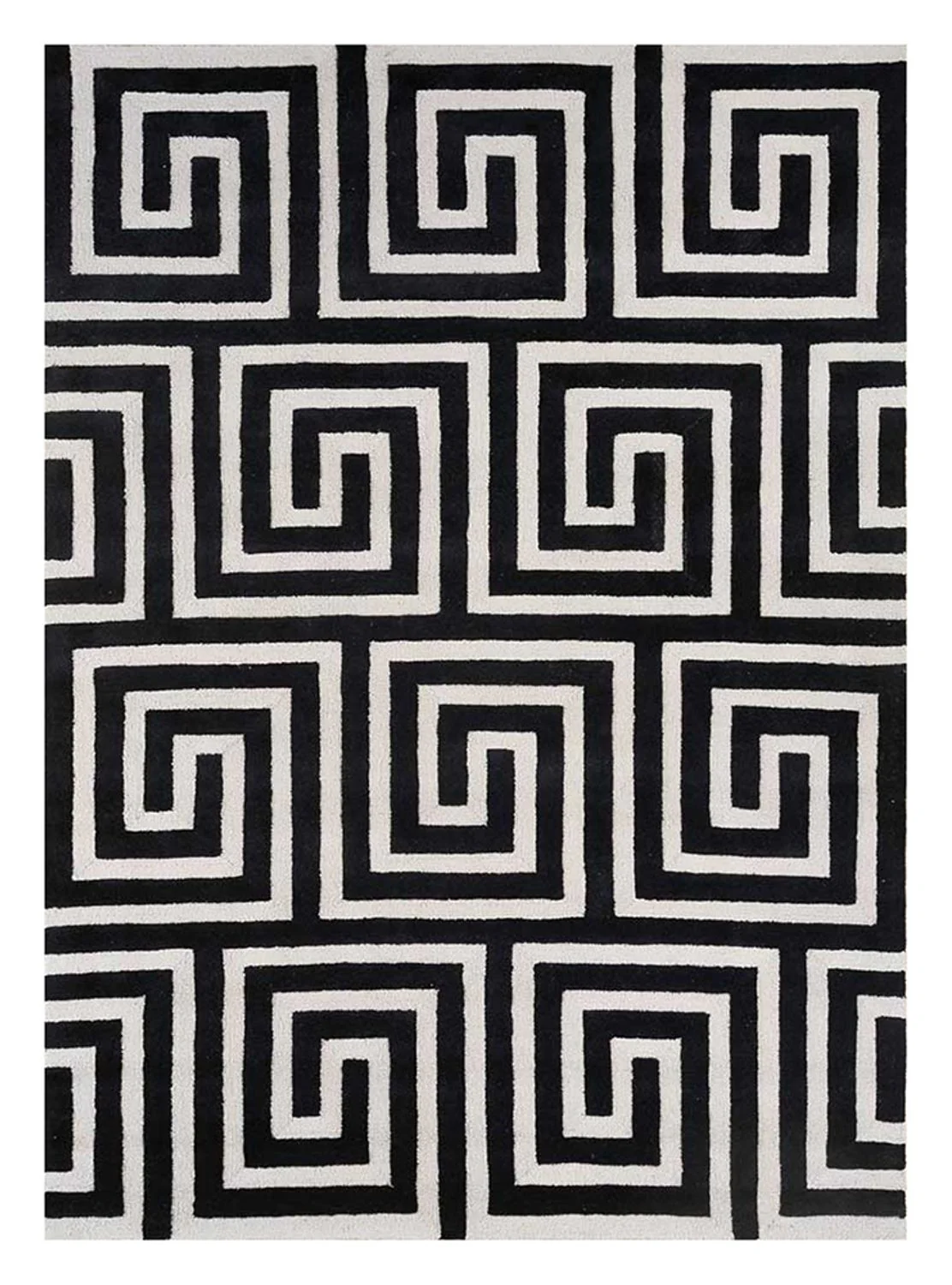 Wollteppich - 330 x 240 cm - schwarz-weiß