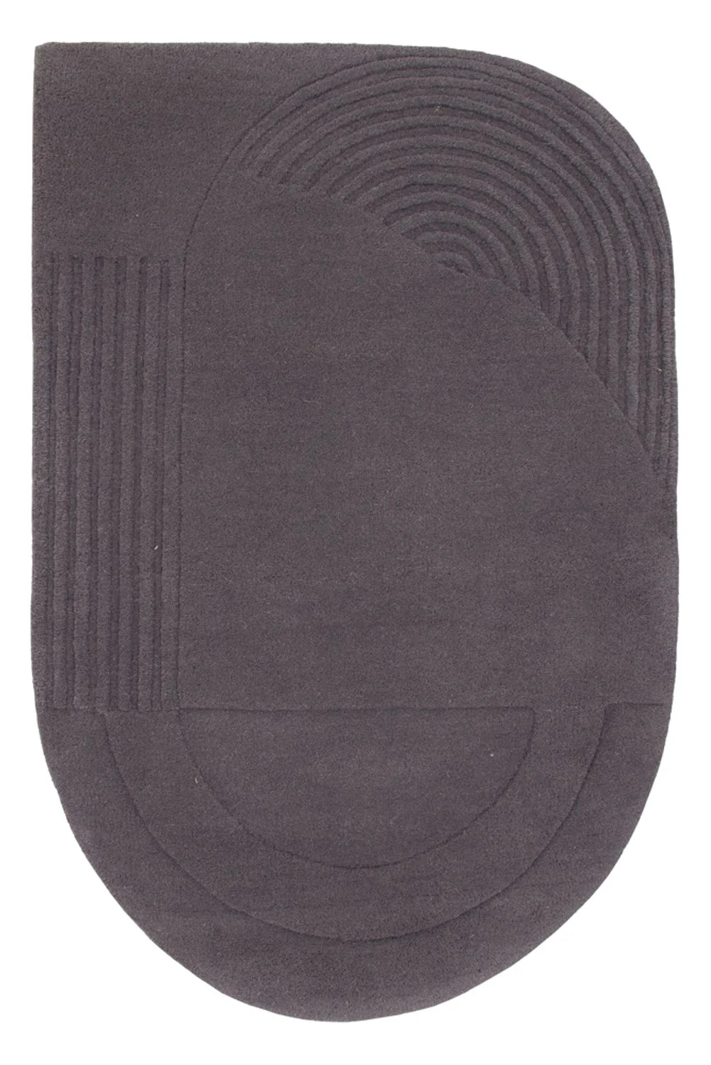 Wollteppich sonderform  - 90 x 60 cm - grau
